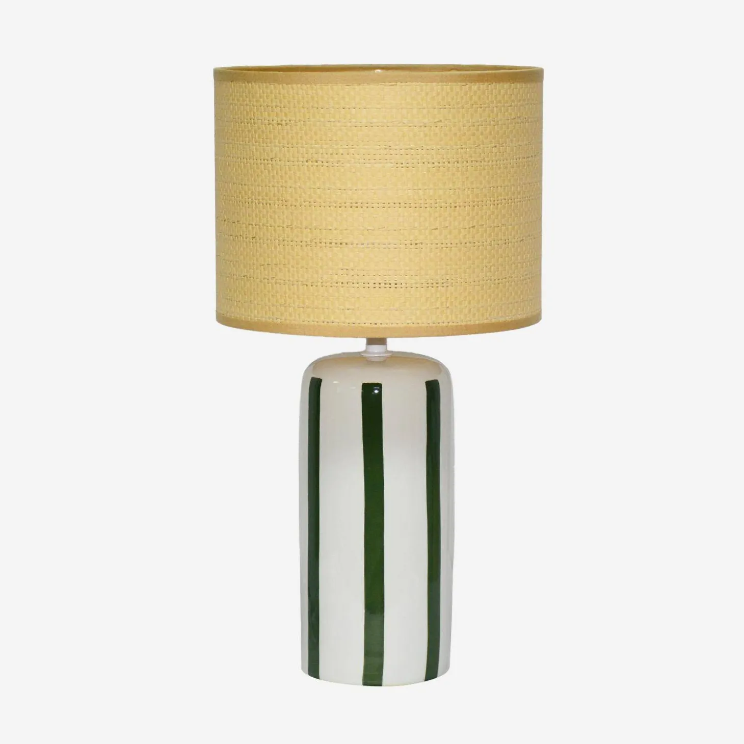 Binnen tafellamp keramiek lampenkap rotan effect H 44cm