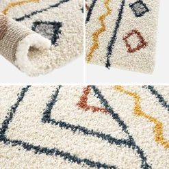 Binnentapijt met Berbermotief crème, blauw en oranje