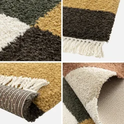 Binnentapijt met geometrische patronen, meerkleurig met franjes