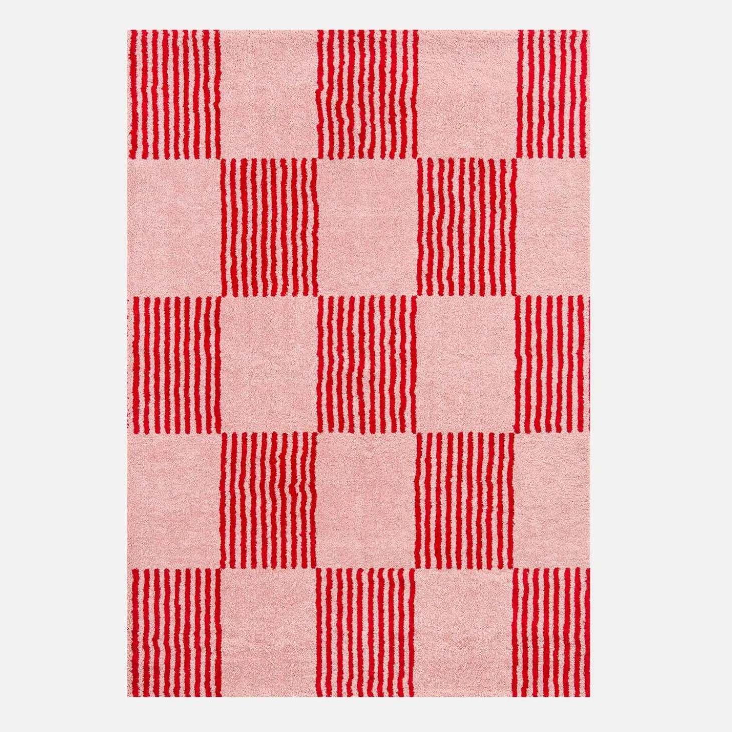 Binnen tapijt rood en roze dambordpatroon