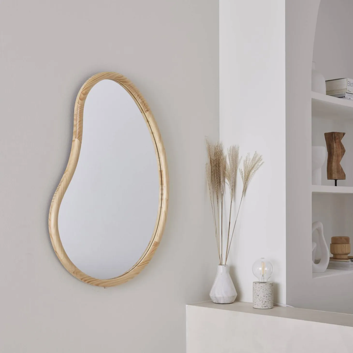 Biologische dennenhouten spiegel, 85cm