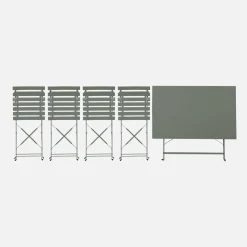 Bistrotafel met 4 stoelen inklapbaar metaal 110 x 70cm