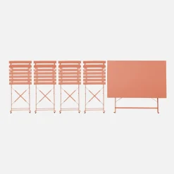 Bistrotafel met 4 stoelen inklapbaar metaal 110 x 70cm