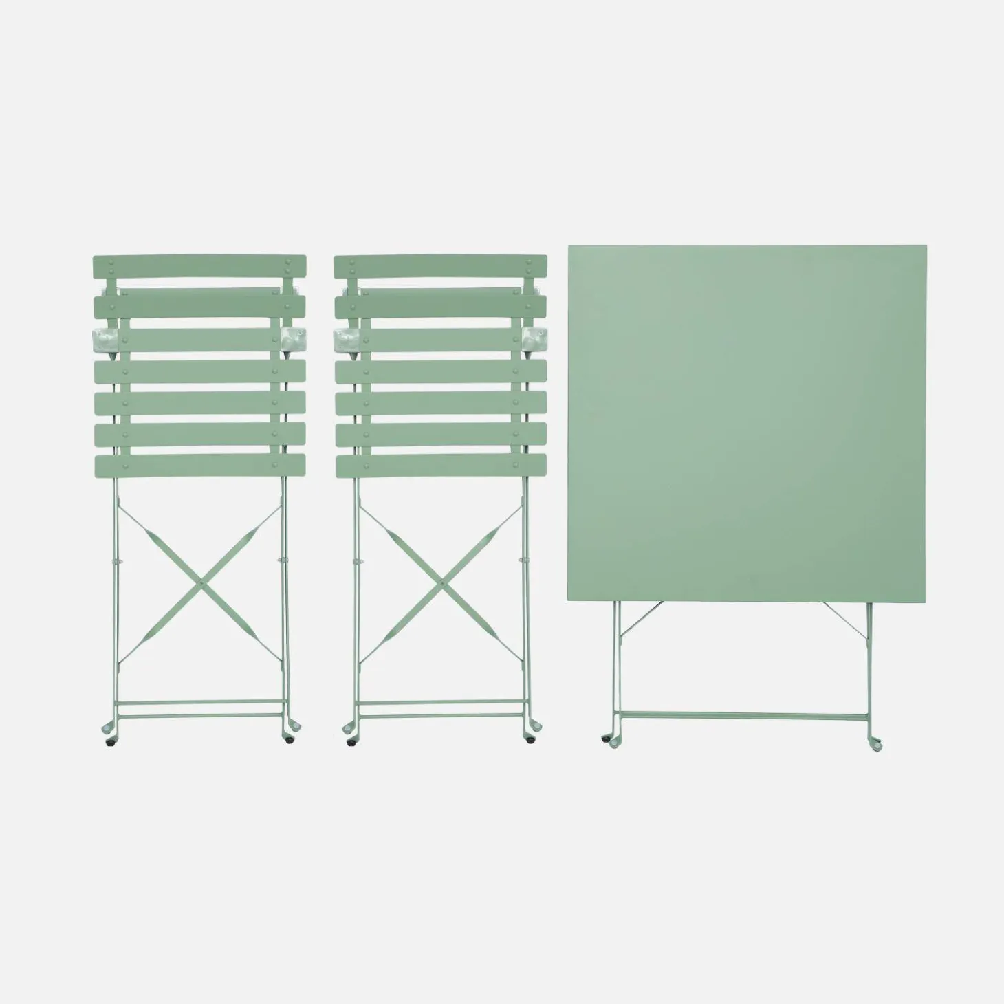 Bistrotafel met 2 stoelen inklapbaar metaal 70 x 70cm