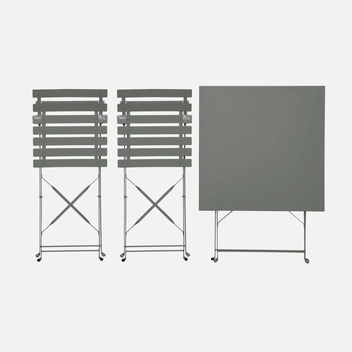 Bistrotafel met 2 stoelen inklapbaar metaal 70 x 70cm
