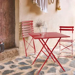 Bistrotafel met 2 stoelen inklapbaar metaal 70 x 70cm