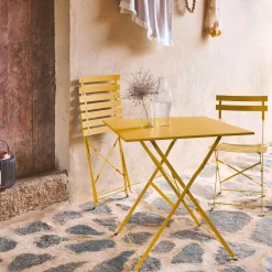 Bistrotafel met 2 stoelen inklapbaar metaal 70 x 70cm