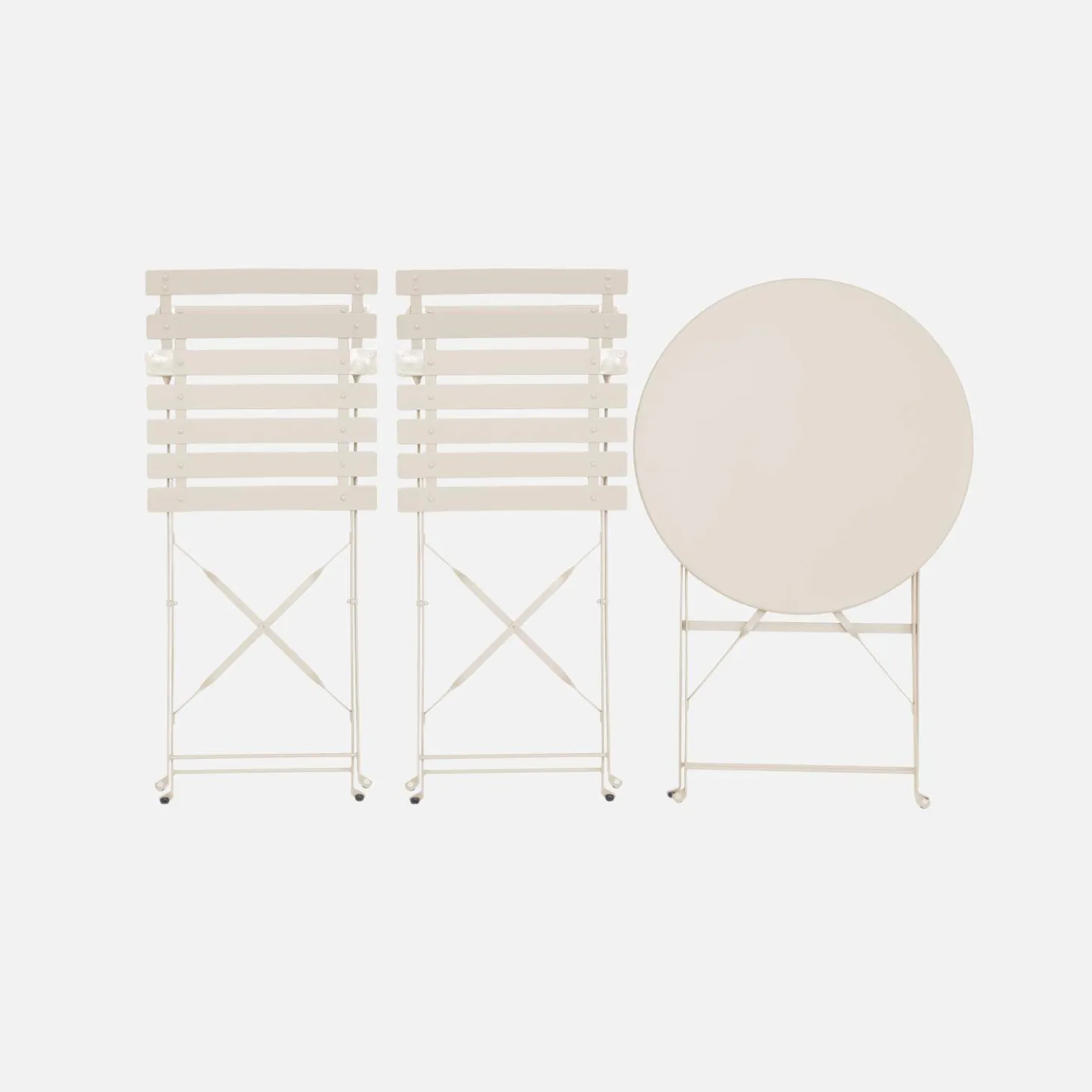 Bistrotafel met 2 stoelen inklapbaar metaal Ø60 x 70cm