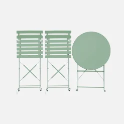 Bistrotafel met 2 stoelen inklapbaar metaal Ø60 x 70cm