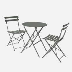 Bistrotafel met 2 stoelen inklapbaar metaal Ø60 x 70cm
