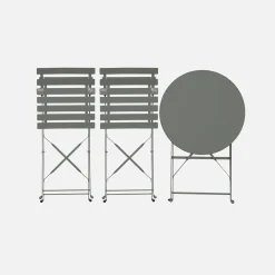 Bistrotafel met 2 stoelen inklapbaar metaal Ø60 x 70cm