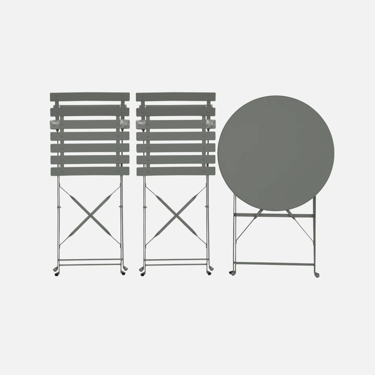 Bistrotafel met 2 stoelen inklapbaar metaal Ø60 x 70cm