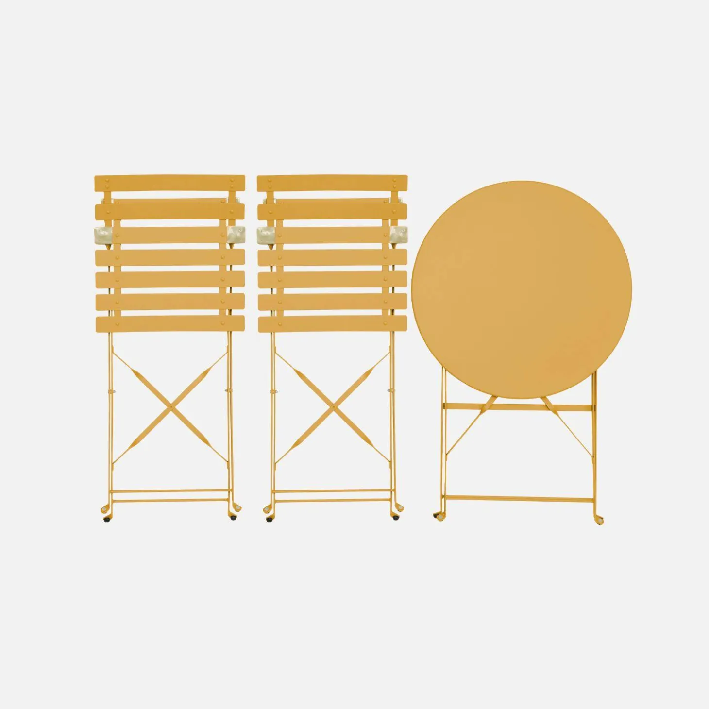 Bistrotafel met 2 stoelen inklapbaar metaal Ø60 x 70cm