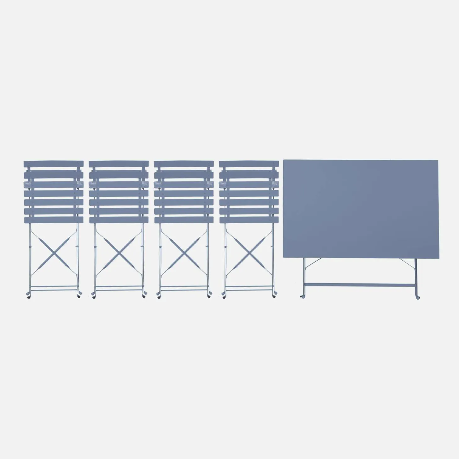 Bistrotafel met 4 stoelen inklapbaar metaal 110 x 70cm