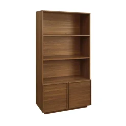 Boekenkast houtlook met 2 deuren 5 niveaus 80cm
