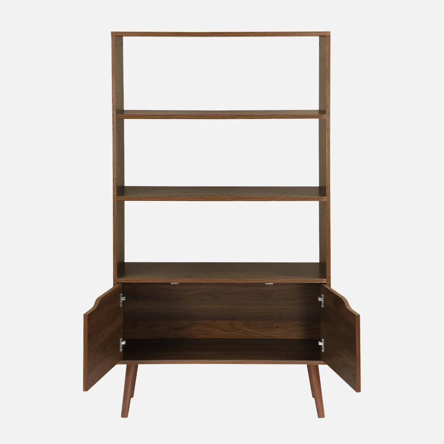 Boekenkast met 2 deuren en planken houtdecor 80cm