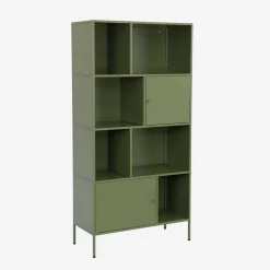 Boekenkast met 8 vakken en 2 deurtjes van metaal, industrieel