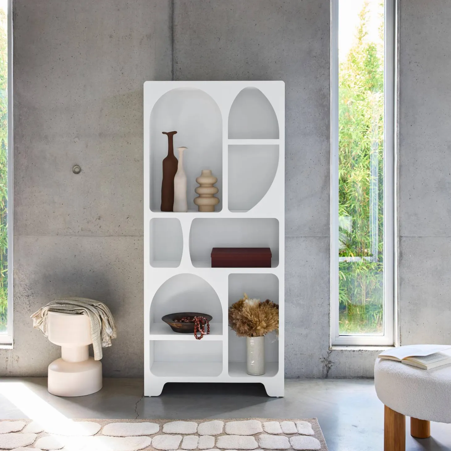 Boekenkast met 8 vakken houtdecor organisch 80cm