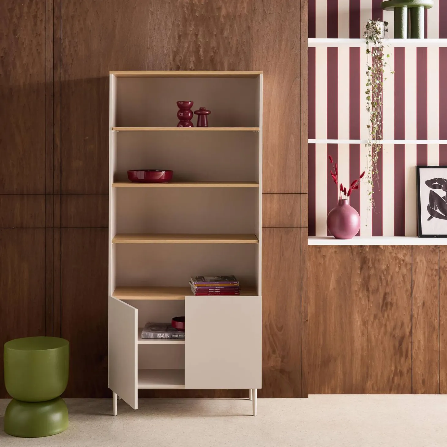 Boekenkast 6 niveaus metaal en houtdecor