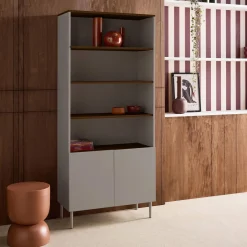 Boekenkast 6 niveaus metaal en houtdecor