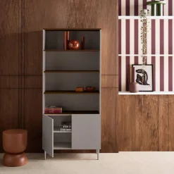 Boekenkast 6 niveaus metaal en houtdecor