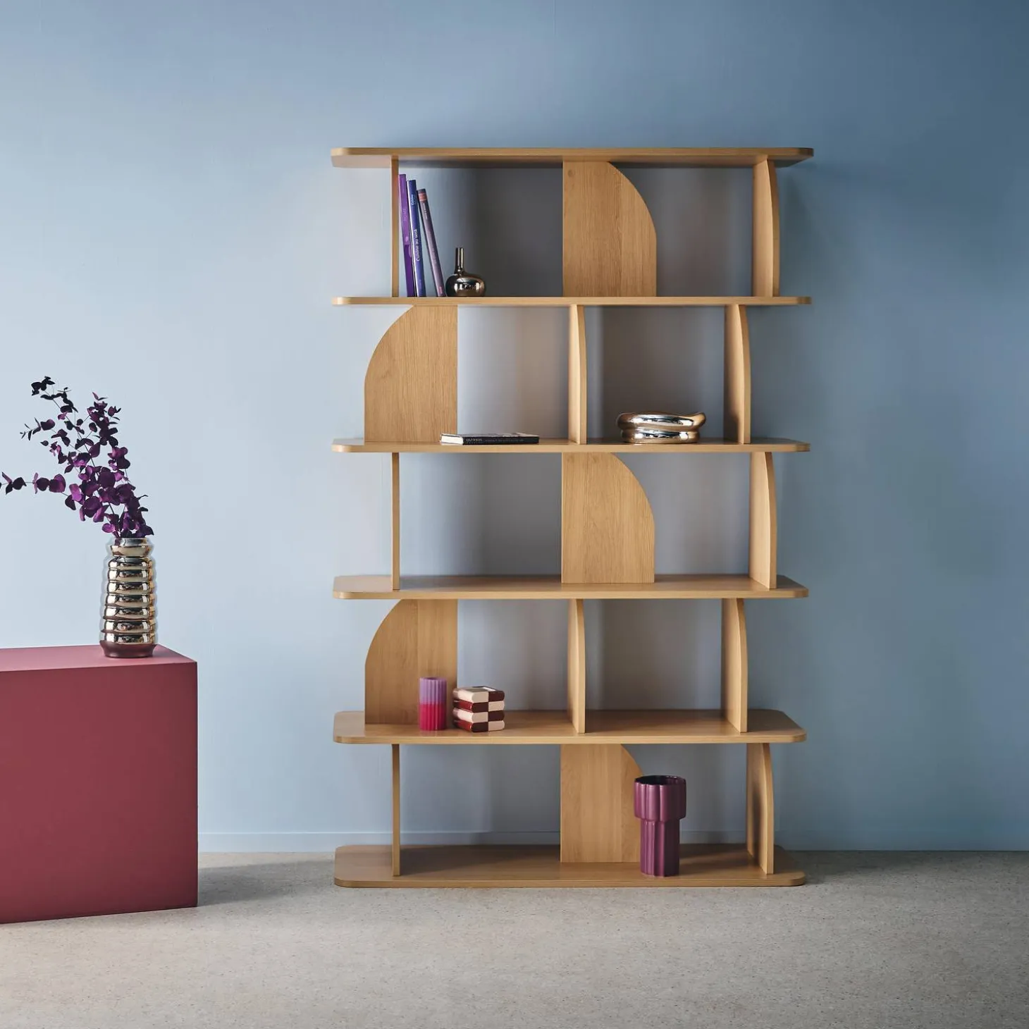 Boekenkast open vakken houteffect 5 niveaus
