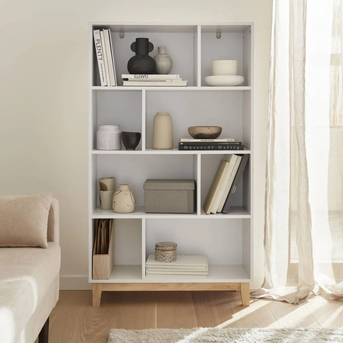 Boekenkast 8 vakken houtdecor 80cm