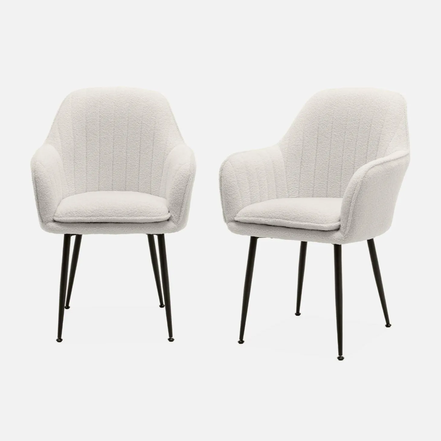 Bouclé fauteuil met metalen poten (set van 2)