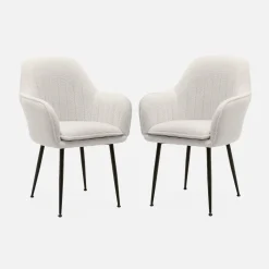 Bouclé fauteuil met metalen poten (set van 2)