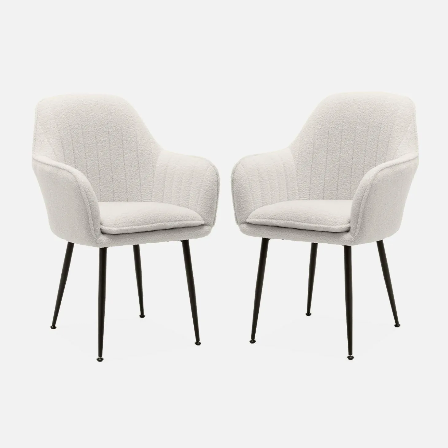 Bouclé fauteuil met metalen poten (set van 2)