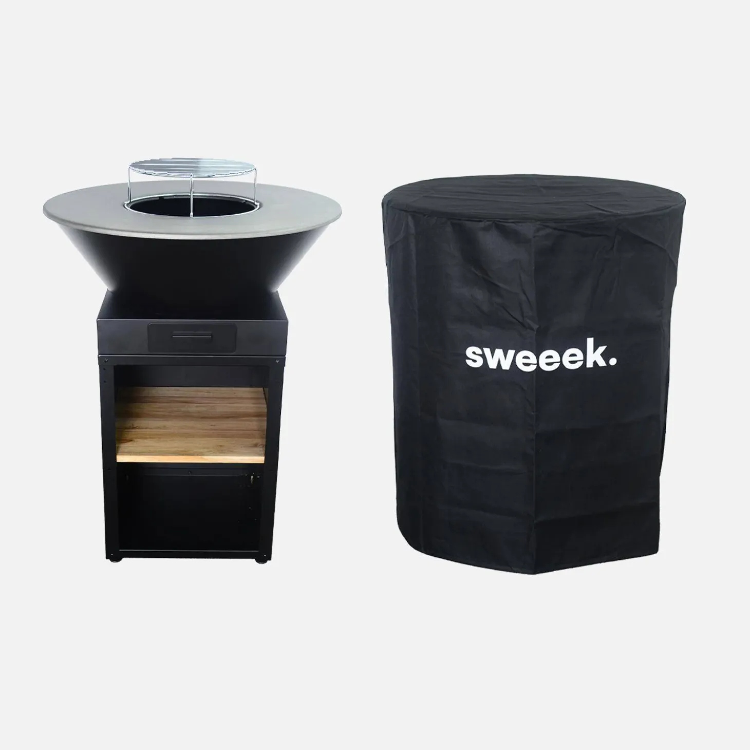 Brasero barbecue Ø81,5cm met kookrooster, houtopslag en hoes