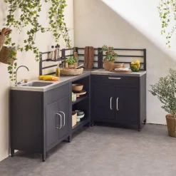 Buitenkeuken met 4 stalen modules