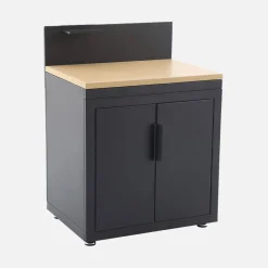 Buitenkeuken module 2 deuren staal en houtdecor L80cm