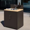 Buitenkeuken module gootsteen en 2 deuren staal en houtdecor L80cm