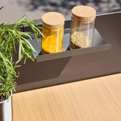 Buitenkeuken module hoek 1 plank staal en houtdecor L60cm