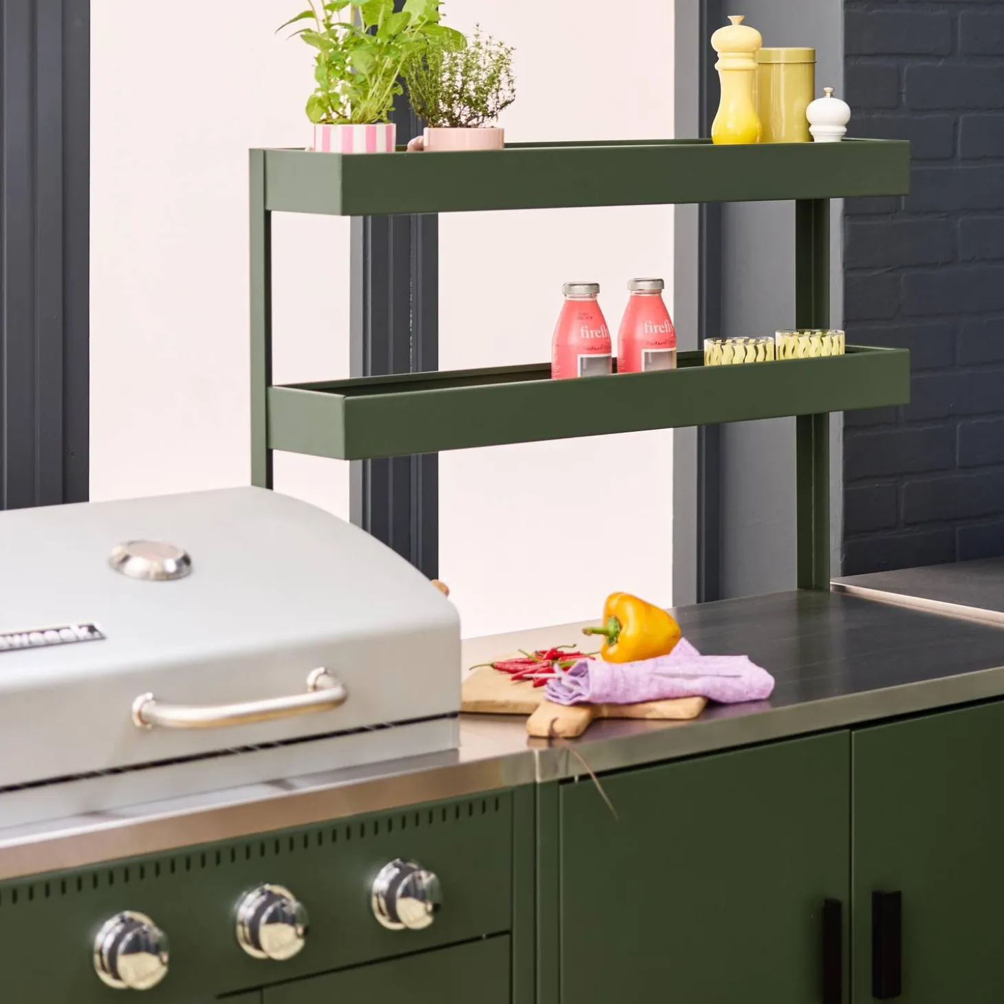Buitenkeuken 6 modules incl. gasbarbecue staal