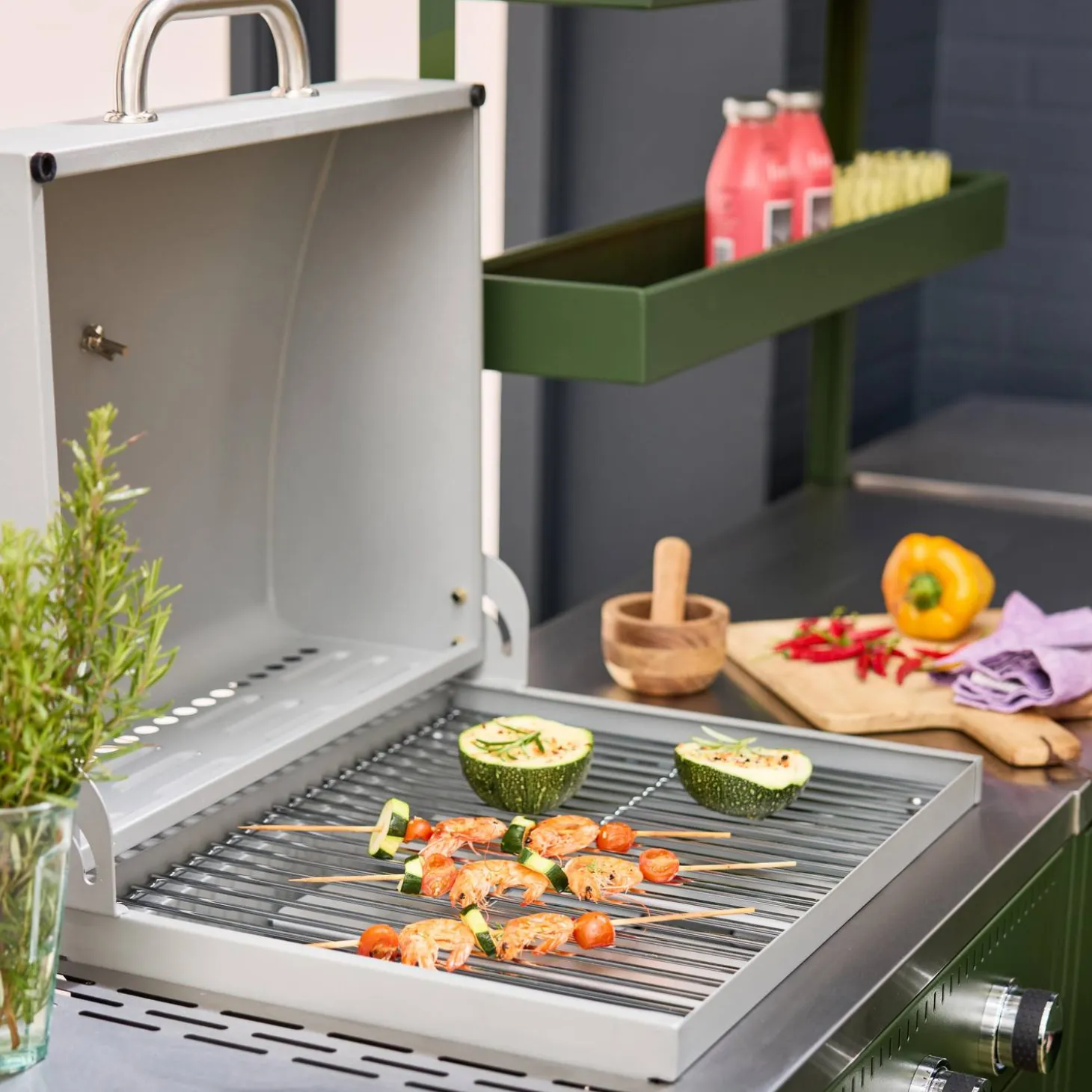 Buitenkeuken 6 modules incl. gasbarbecue staal