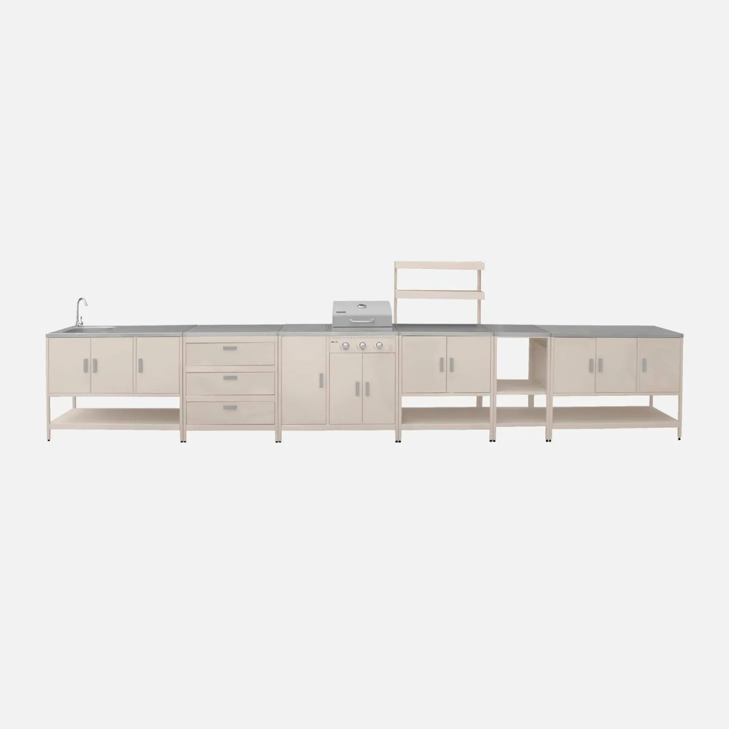 Buitenkeuken 6 modules incl. gasbarbecue staal