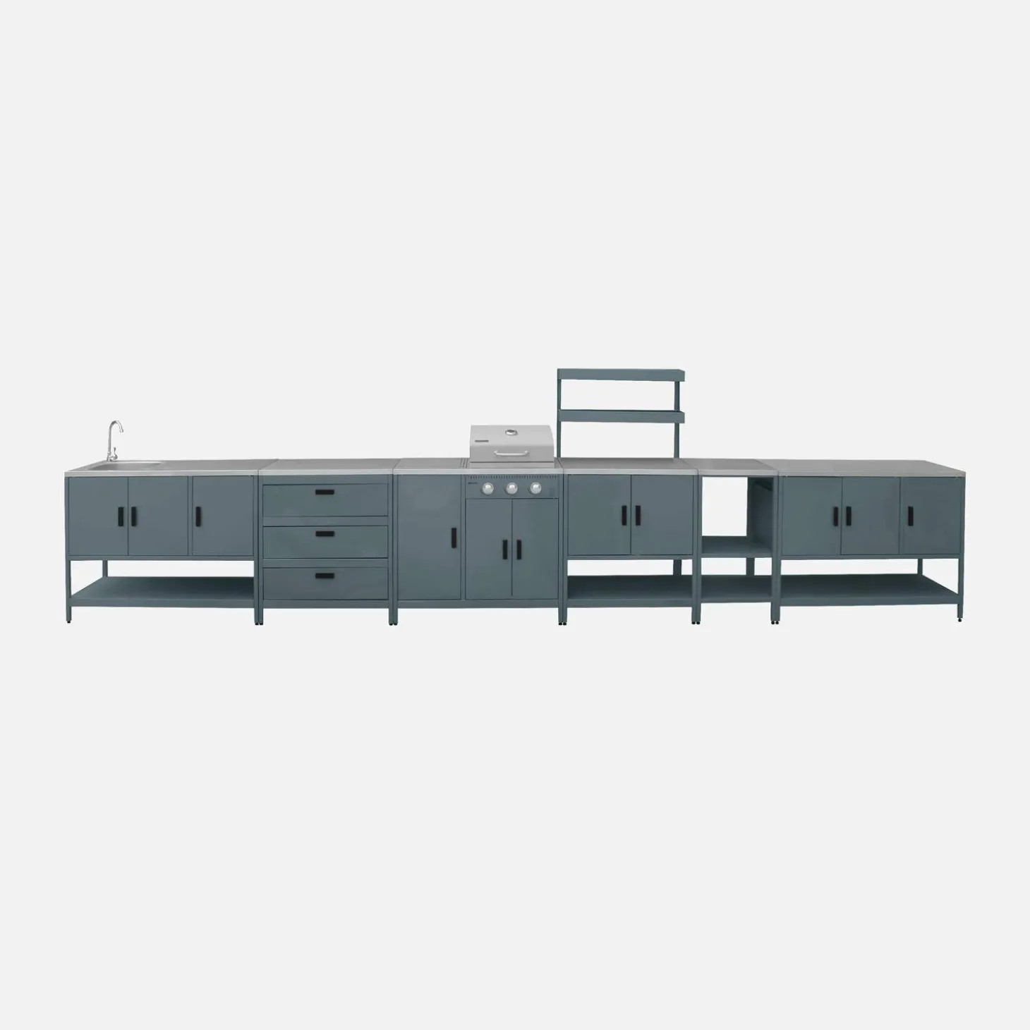 Buitenkeuken 6 modules incl. gasbarbecue staal