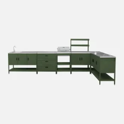 Buitenkeuken 6 modules incl. houtskoolbarbecue staal