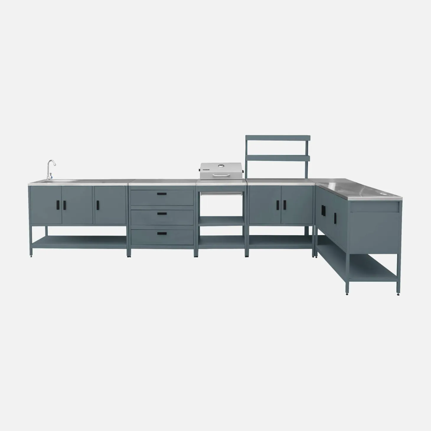 Buitenkeuken 6 modules incl. houtskoolbarbecue staal