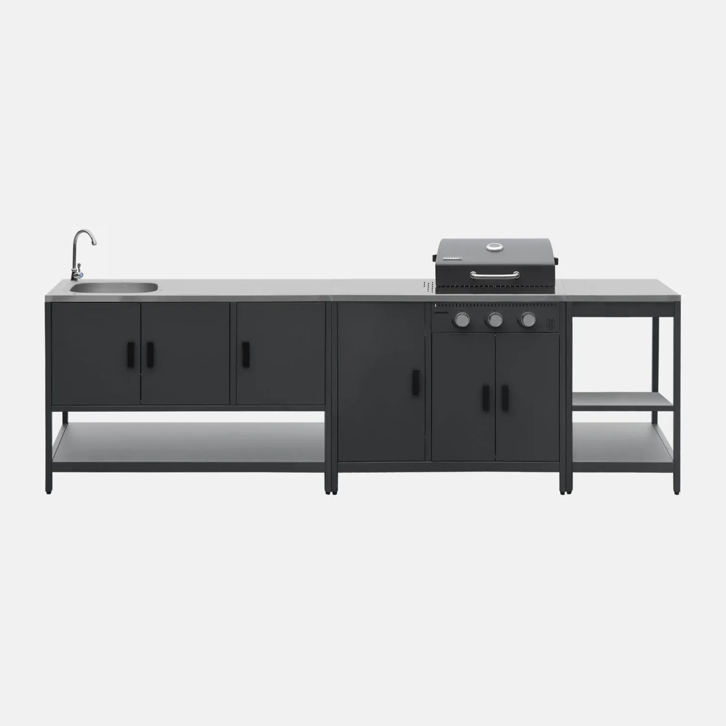 Buitenkeuken 3 modules met gasbarbecue staal