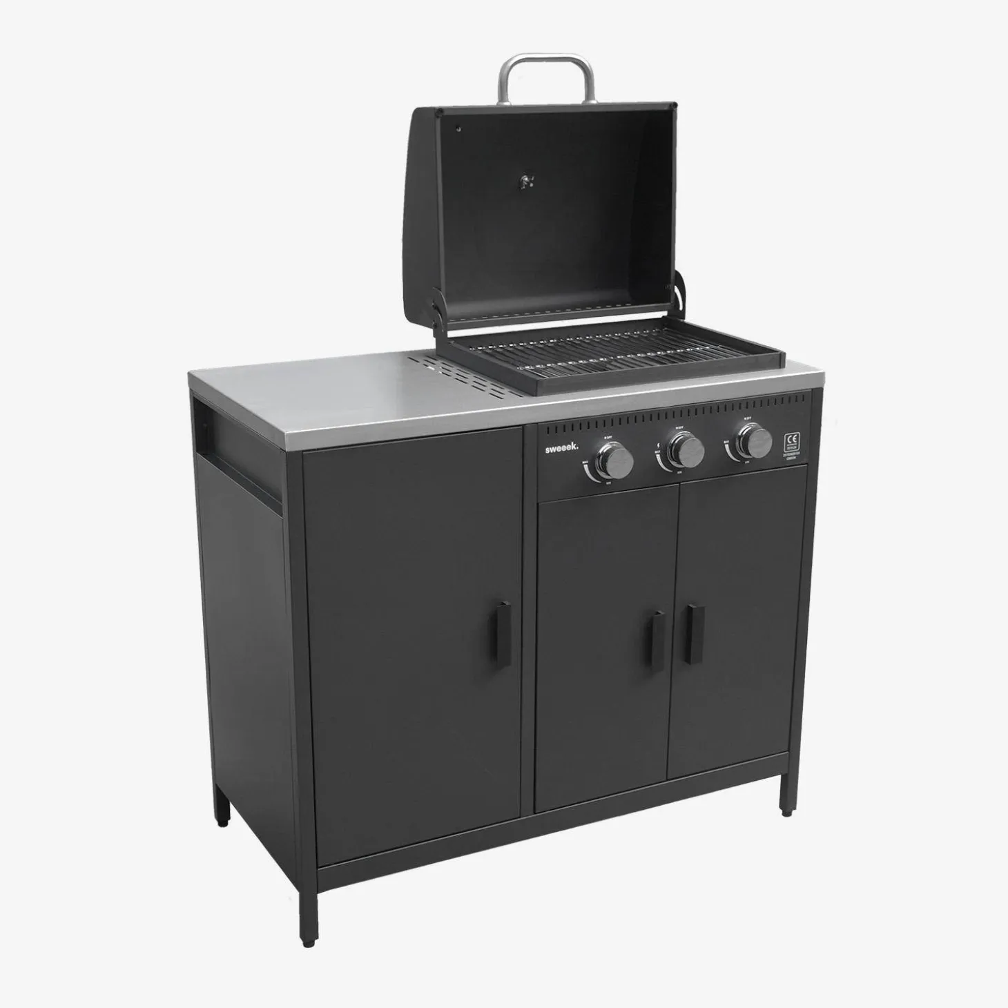 Buitenkeuken 3 modules met gasbarbecue staal