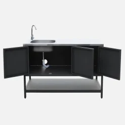 Buitenkeuken 2 modules met gasbarbecue en gootsteen staal