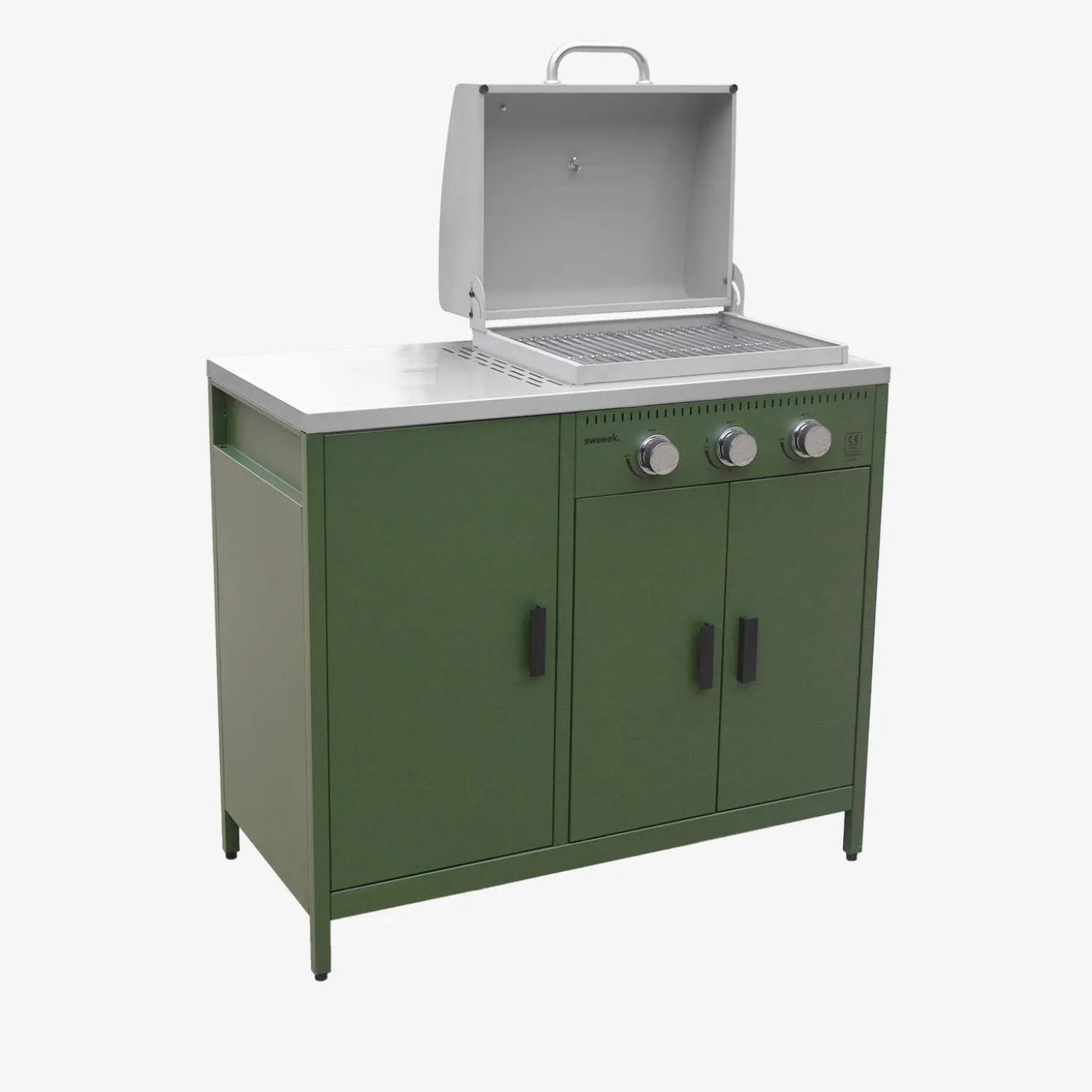 Buitenkeuken 3 modules met gasbarbecue staal