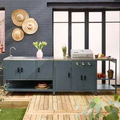 Buitenkeuken 3 modules met gasbarbecue staal