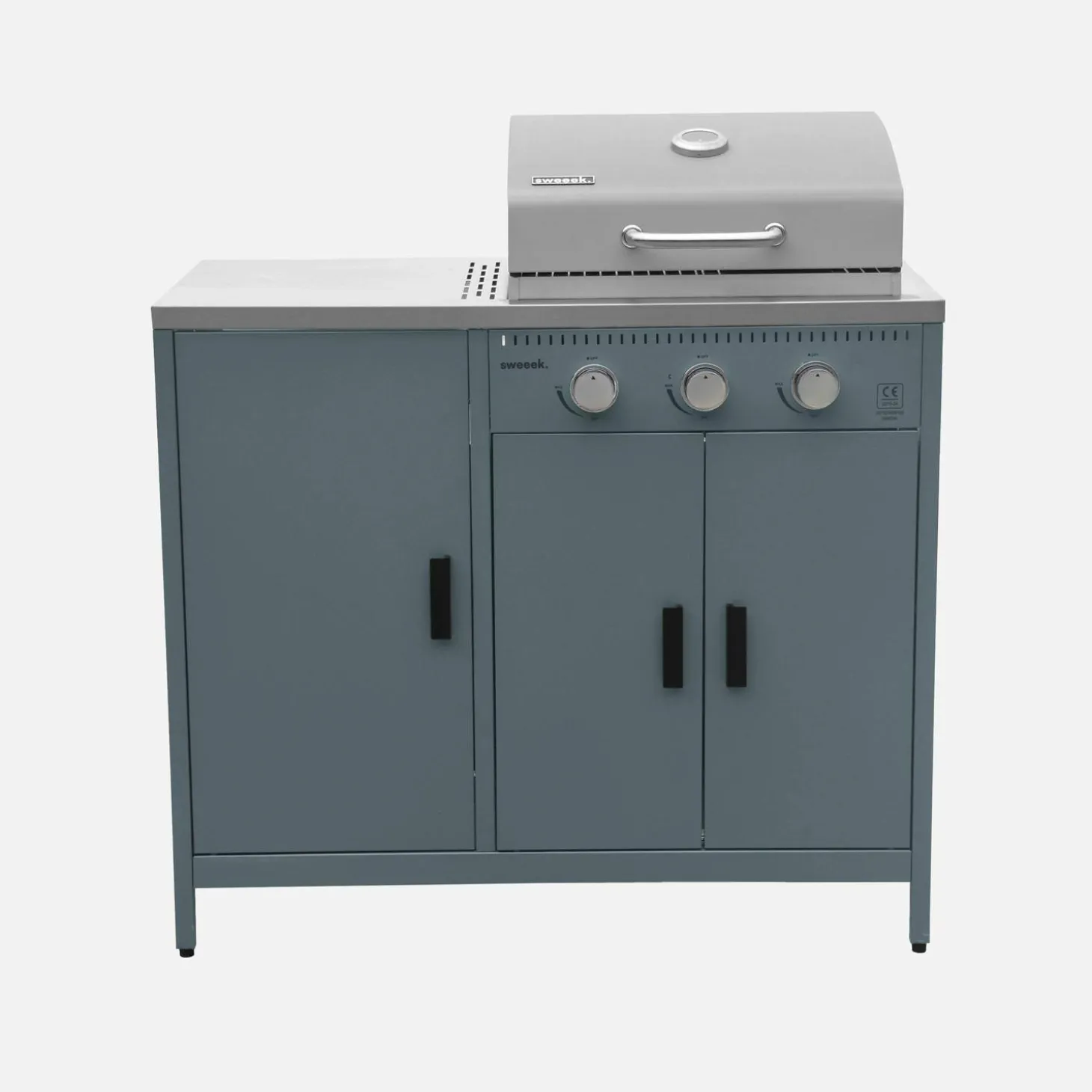 Buitenkeuken 3 modules met gasbarbecue staal