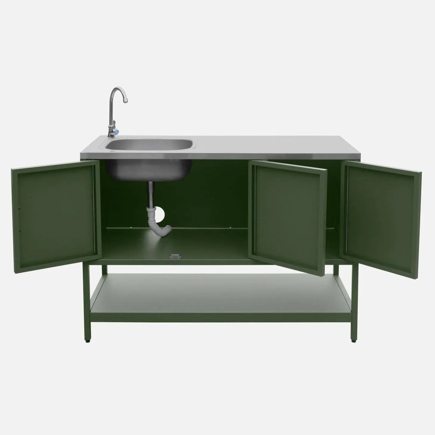 Buitenkeuken 2 modules met gasbarbecue en gootsteen staal