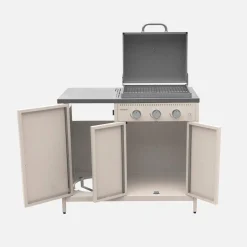 Buitenkeuken 2 modules met gasbarbecue en gootsteen staal
