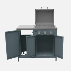 Buitenkeuken 2 modules met gasbarbecue en gootsteen staal